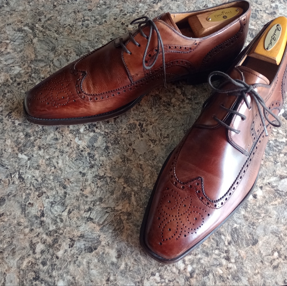 MAGNANNI Men's Chestnut Brown Sergio Wingtips Laceup Oxford Shoes Size 10 (52)